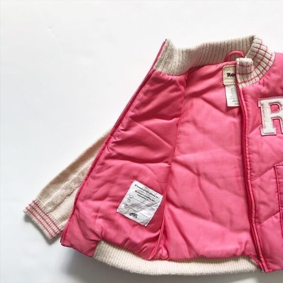 Roots pink quilt/ knit sleeve mix jacket EUC 4T - Picture 4 of 6